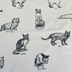 Fishs Eddy Cat Tea Towel White Black FLAWS Tricks Whimsical Kitchen Decor Cotton